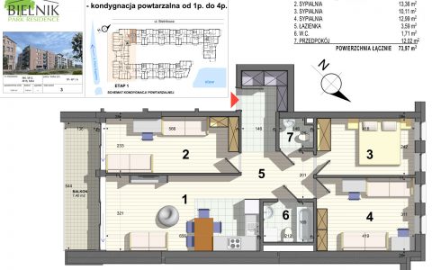 Bielnik - mieszkania przy parku, etap 1, mieszkanie nr 6